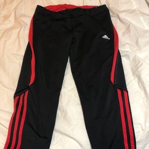 Adidas workout capris, black w/ red size medium